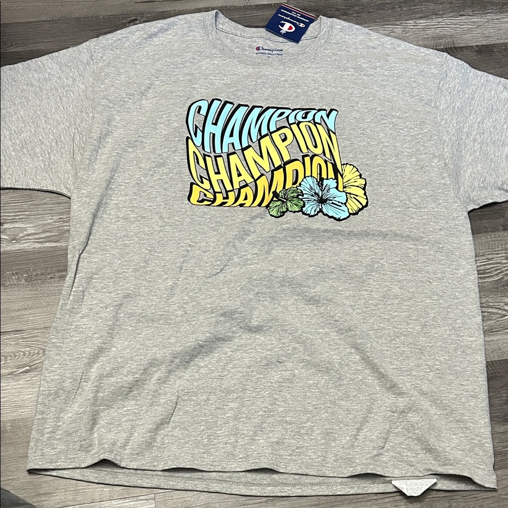 Champion Gray Floral Graphic Men's T-Shirt